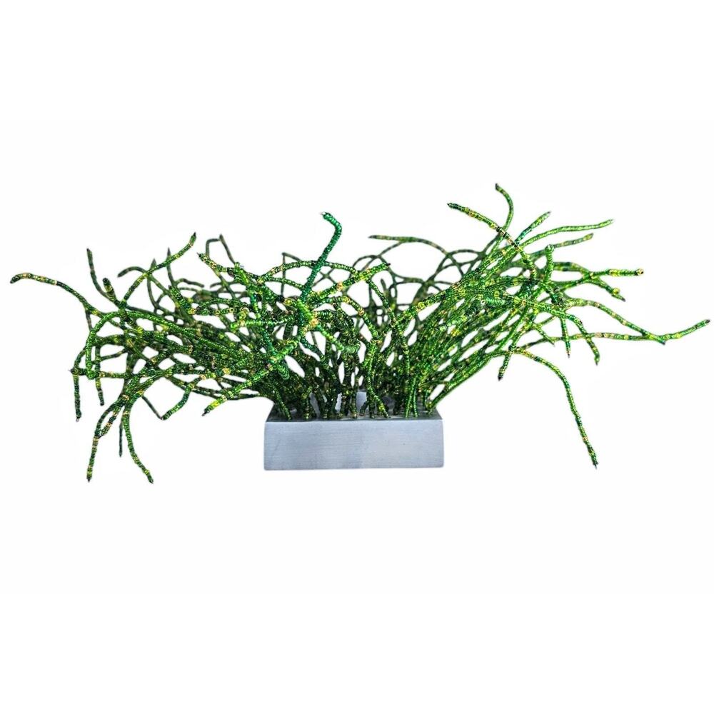 Michael Aram Beaded Green Grass Medusa Tealight Candle Holder Modern Centerpiece